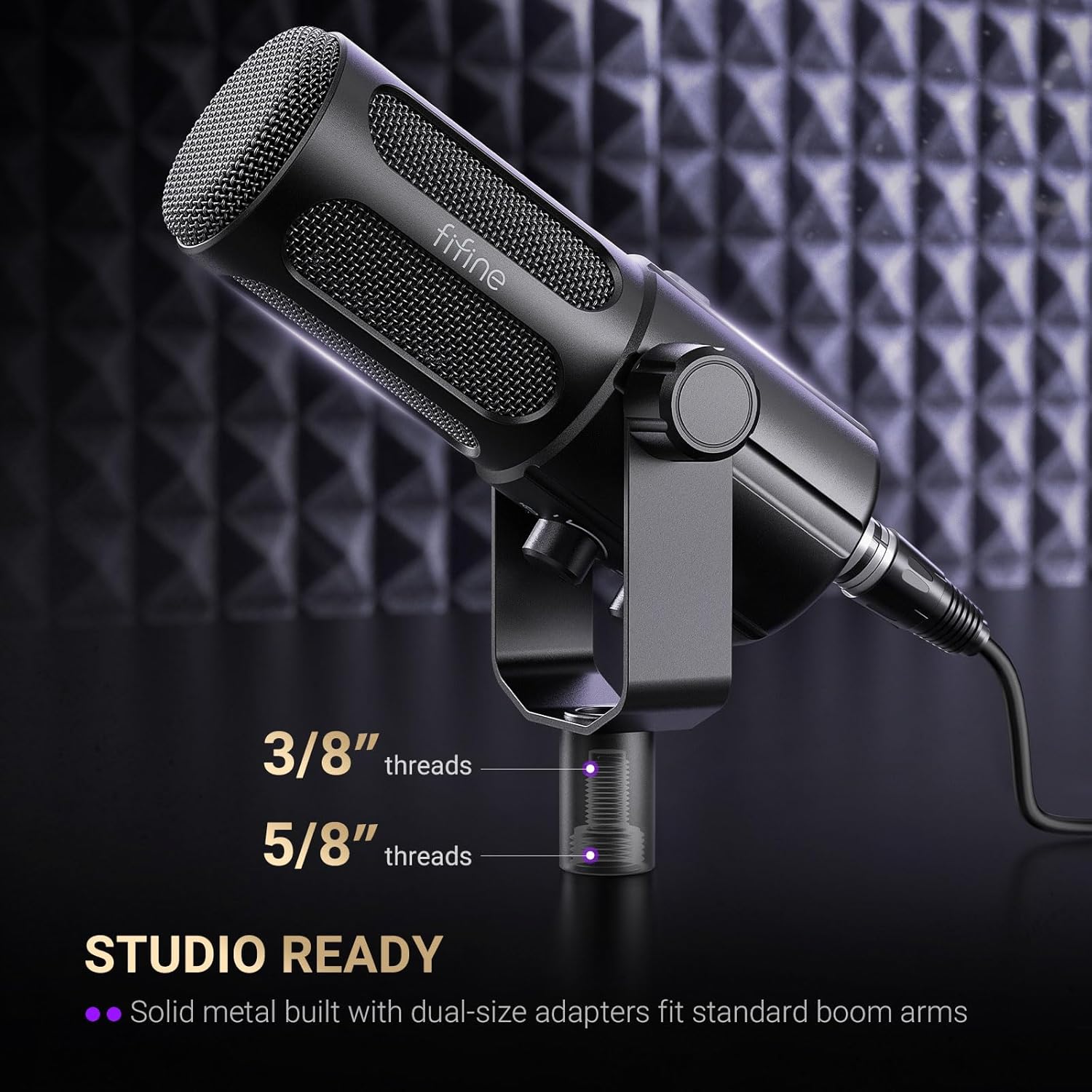FIFINE Tank6 USB/XLR Studio Microphone with Dynamic Capsule, Input & Output Volume Controls, Mute Button for Podcast Recording
