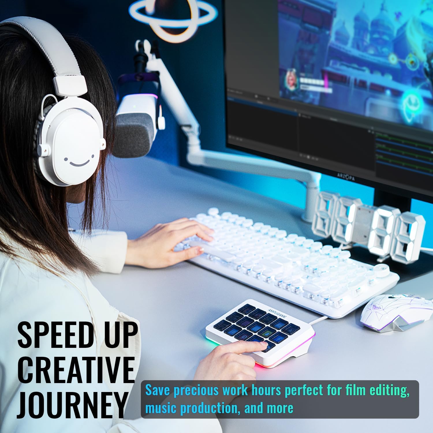 FIFINE AmpliGame D6 Stream Controller with 15 Customized Keys and Software for Streaming, Gaming, Video Editing, Office Workflow
