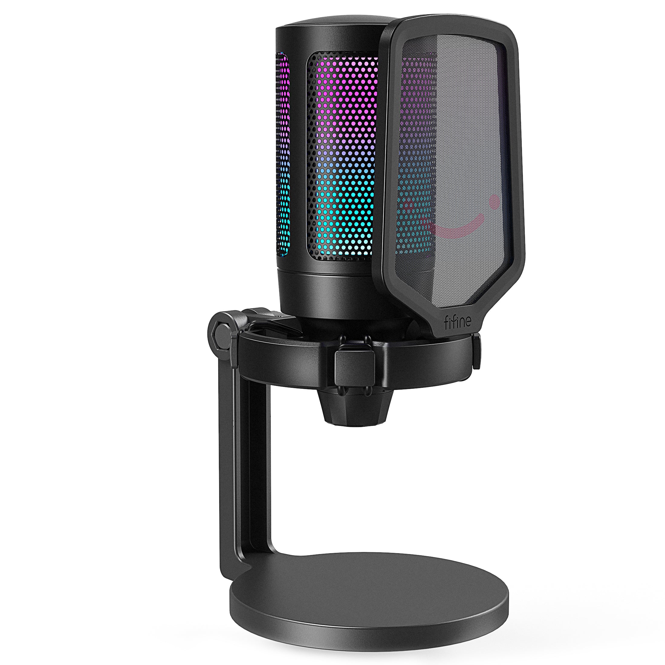 FIFINE AmpliGame USB Microphone with Volume Dial, Mute Button & RGB for Streaming on PC/Laptop/PS4/5