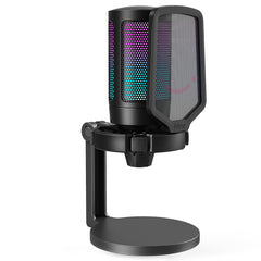 FIFINE WA6NEO USB RGB Microphone with Input Volume Control, Touch-to-mute Button, Included Base Stand & Detachable Pop Filter