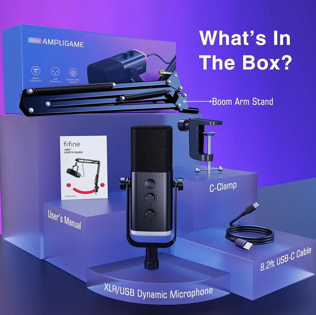 USB/XLR Dynamic Microphone with RGB, Touch-mute, I/O Controls, Live ...