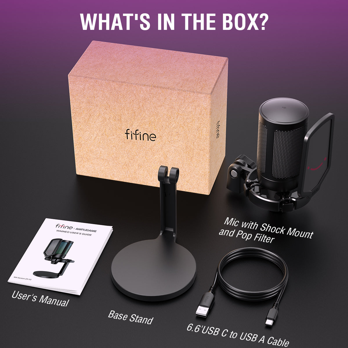 FIFINE AmpliGame USB Microphone with Volume Dial, Mute Button & RGB for Streaming on PC/Laptop/PS4/5