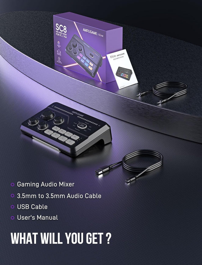 FIFINE AmpliGame SC8 USB Gaming Audio Mixer