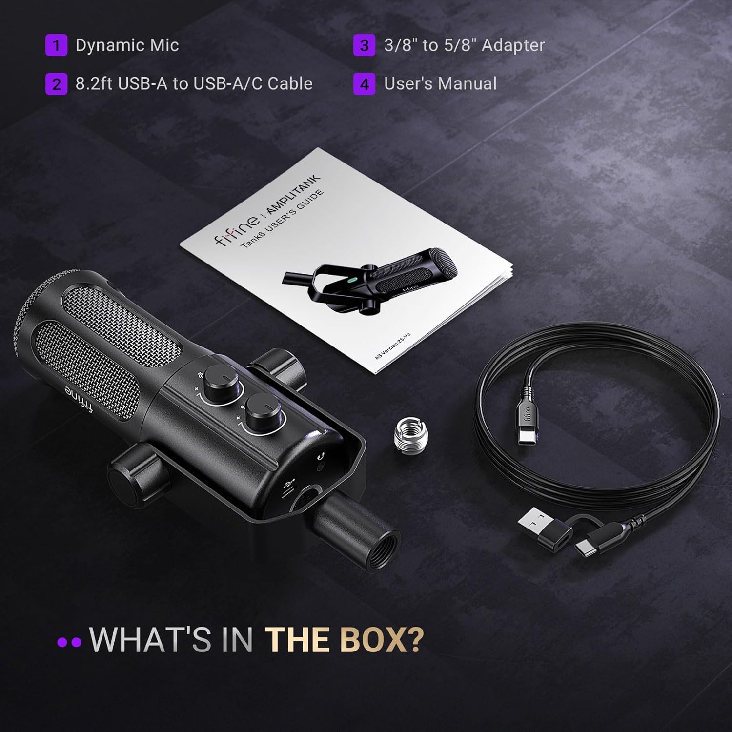 FIFINE Tank6 USB/XLR Studio Microphone with Dynamic Capsule, Input & Output Volume Controls, Mute Button for Podcast Recording