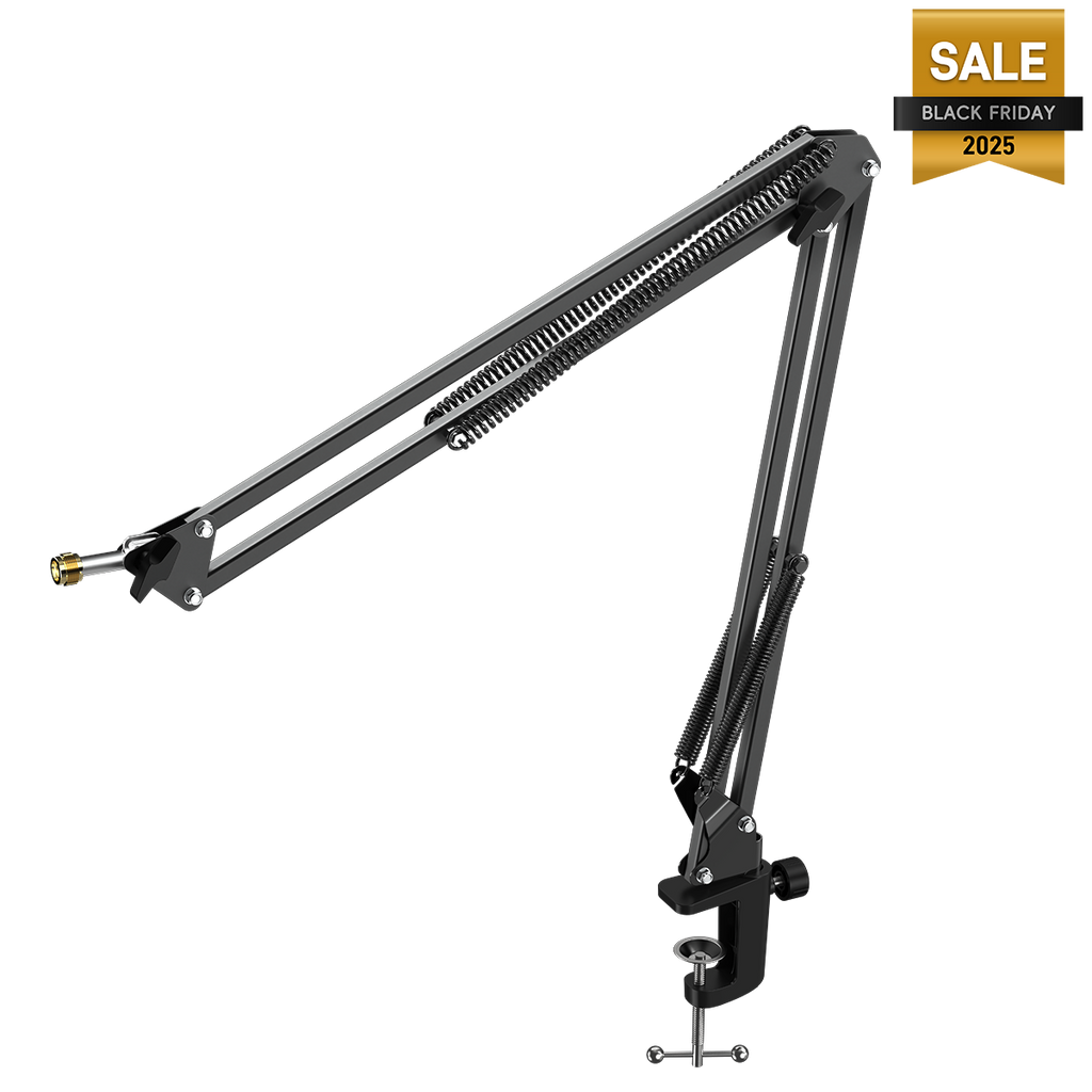 FIFINE CS1 Scissor Boom Arm Stand with 3/8" Thread Size and 5/8" Adapter for All Standard Mics, Mic Mounts, Shock Mounts