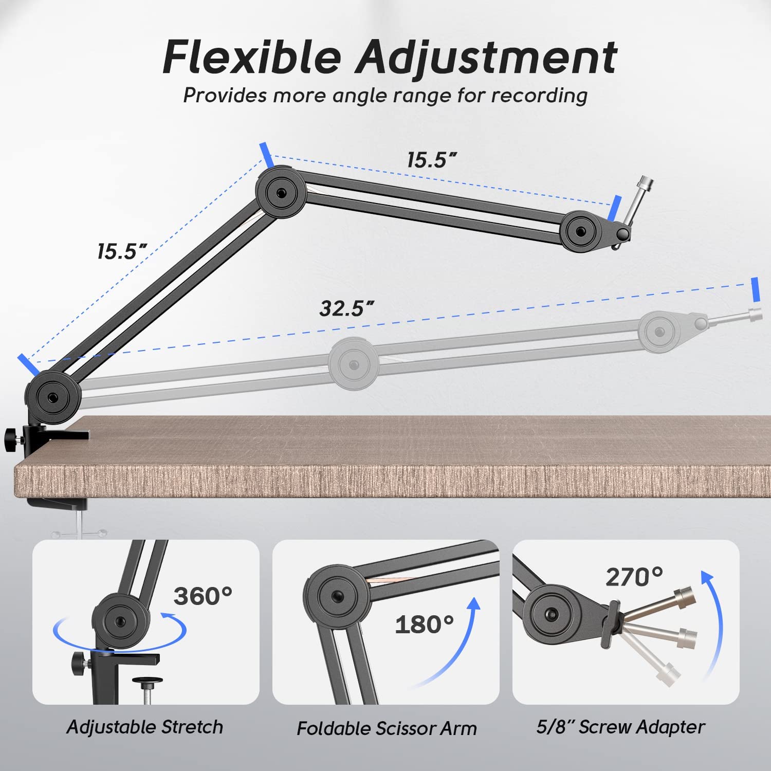 FIFINE BM63 Boom Arm Stand with 15.5