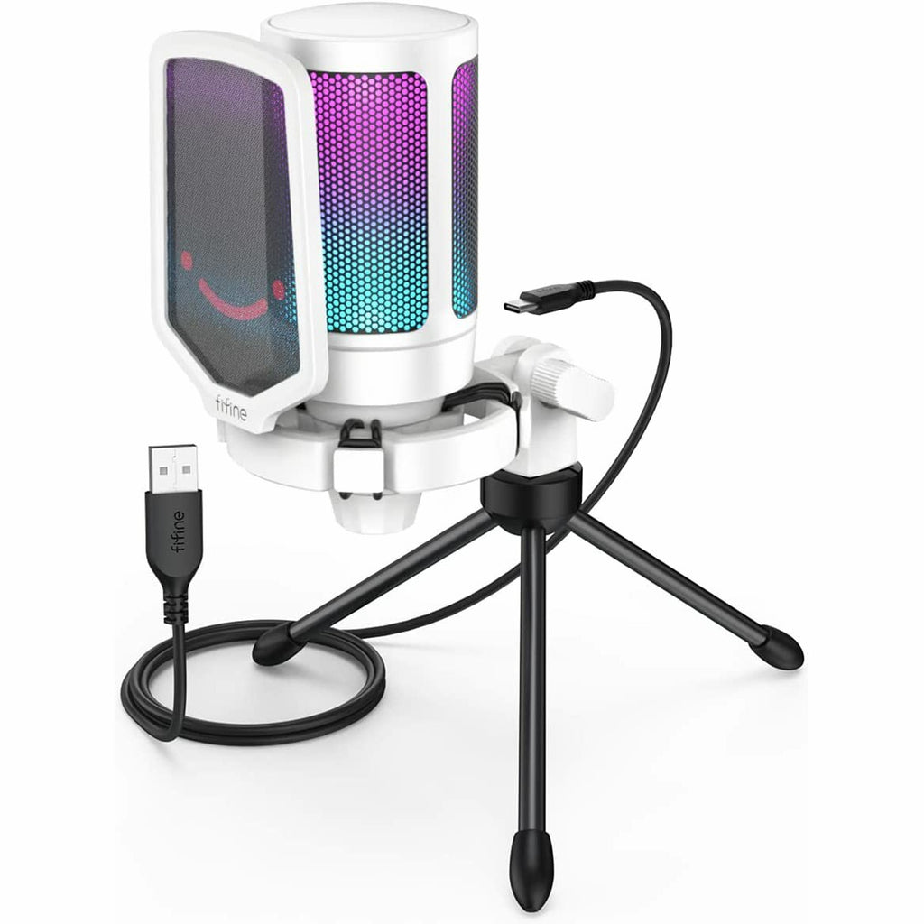 FIFINE AmpliGame USB Microphone with Volume Dial, Mute Button RGB fo | FIFINE MICROPHONE
