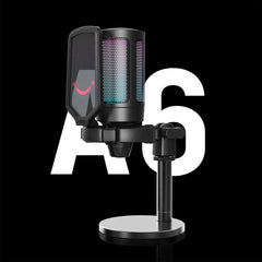 FIFINE AmpliGame A6 USB Microphone with Volume Dial, Mute Button & RGB for Streaming on PC/Laptop/PS4/5