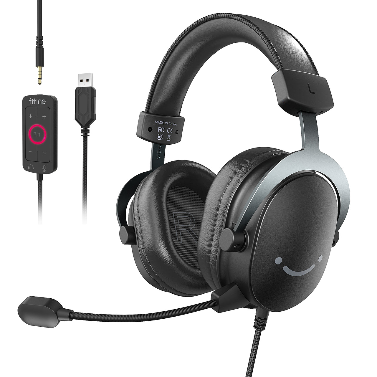 FIFINE AmpliGame A8 USB Mic with Controllable RGB, Live Monitoring, In ...