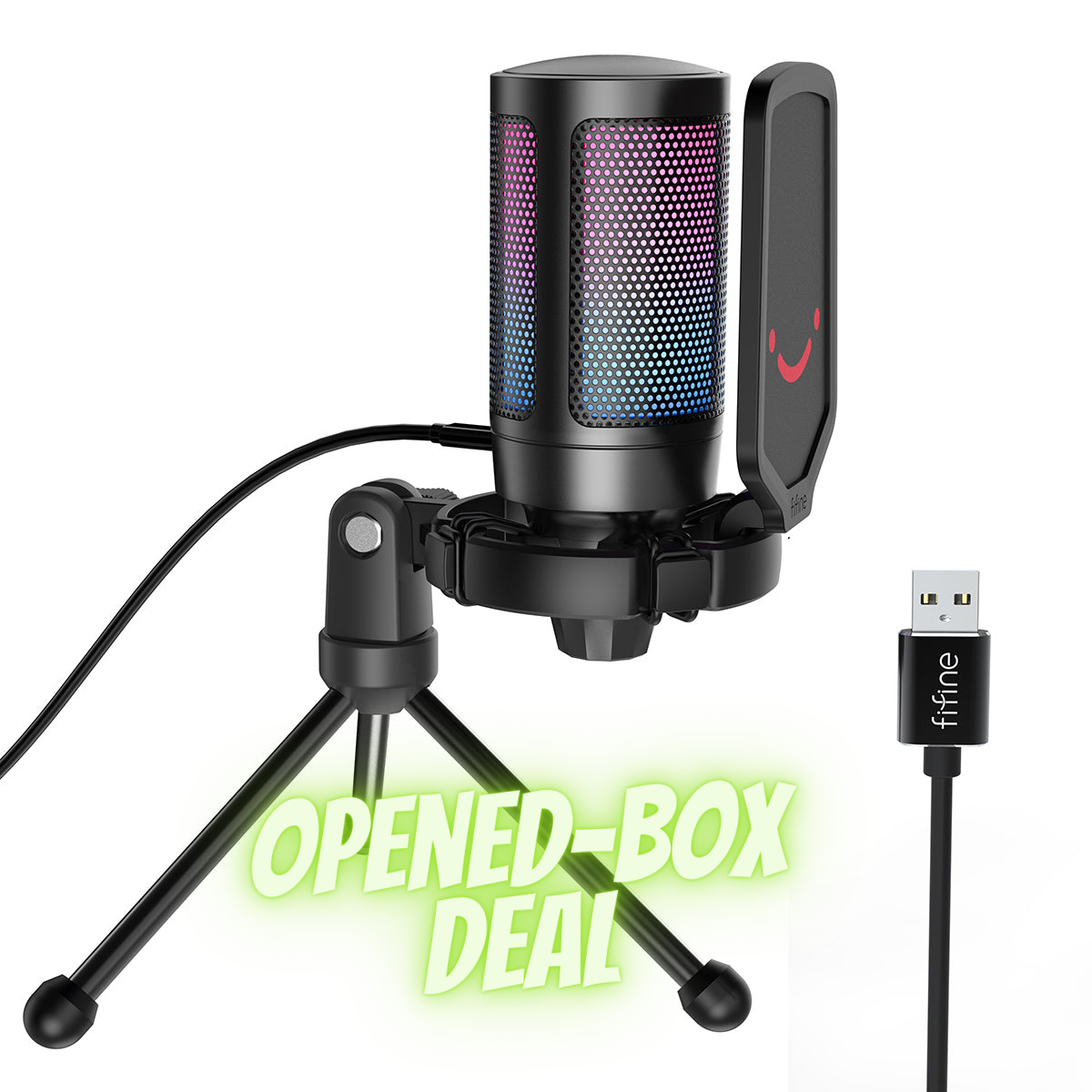 Opened-box FIFINE RGB Ampliamge USB Microphone