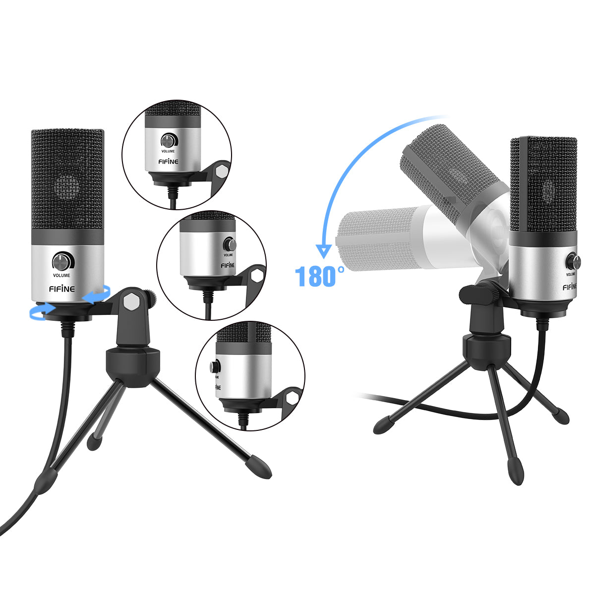 FIFINE K669 USB Microphone with Volume Dial for Streaming, Vocal Recording, Podcasting on Computer