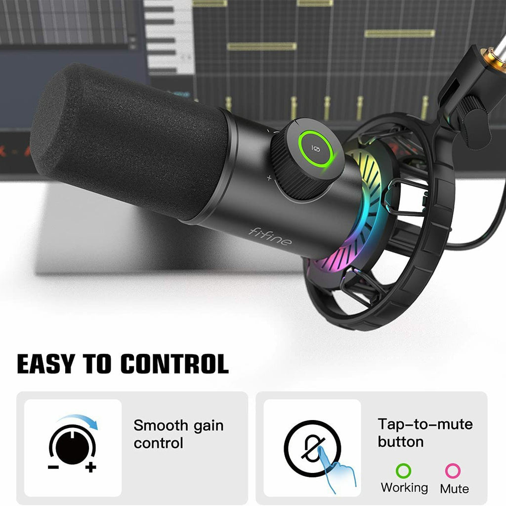 FIFINE K658 USB Dynamic Cardioid Microphone with A Live Monitoring ...