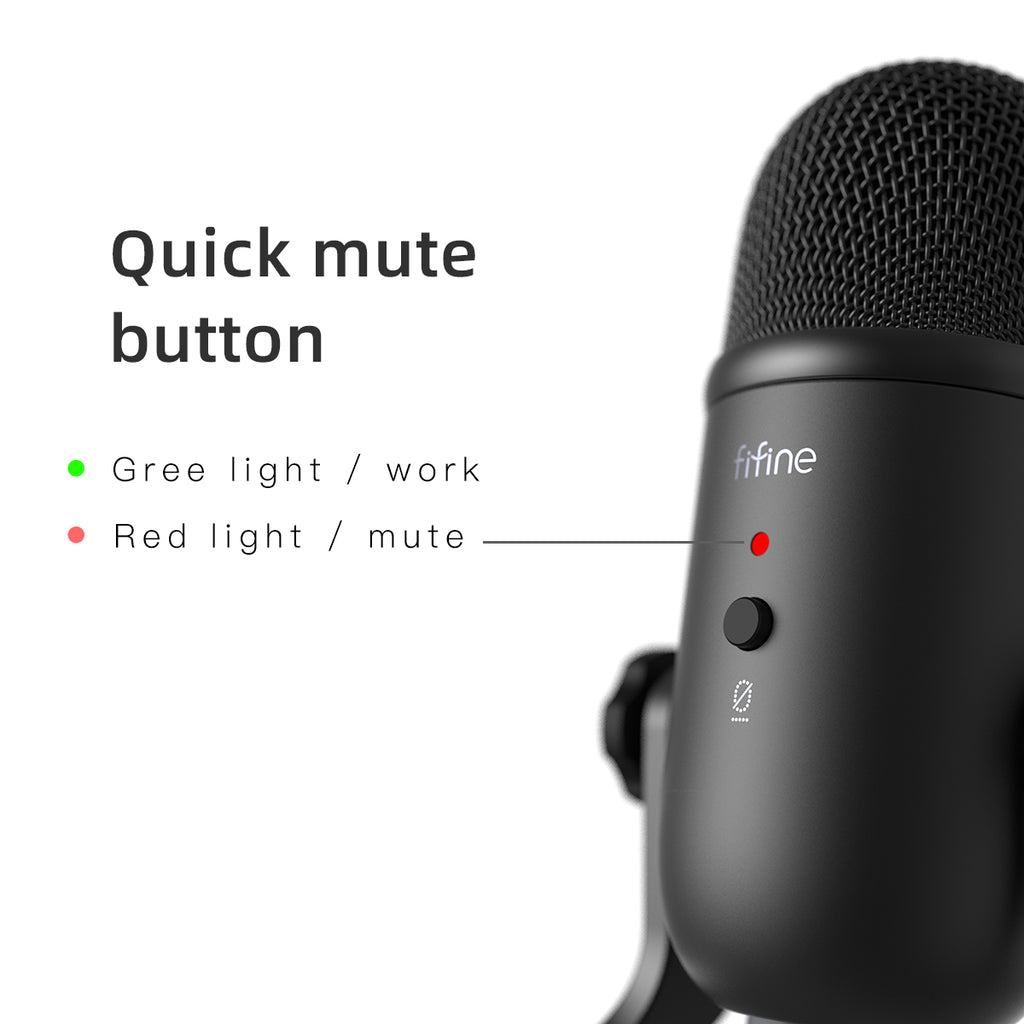 FIFINE XLR/USB Dynamic Microphone for Podcast Recording, PC Computer Gaming Streaming Mic with RGB Light, Mute Button, Headphones Jack, Desktop