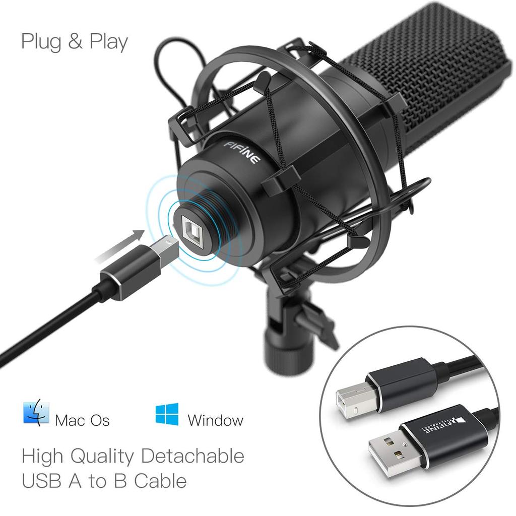 FIFINE K780A Studio USB Mic Kit with 19mm Capsule Arm Stand, Shock Mou ...