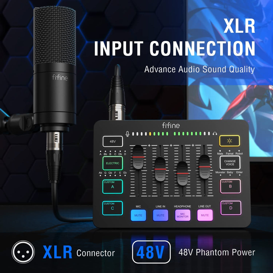 FIFINE AmpliGame SC3 Gaming Audio Mixer with RGB – FIFINE Official